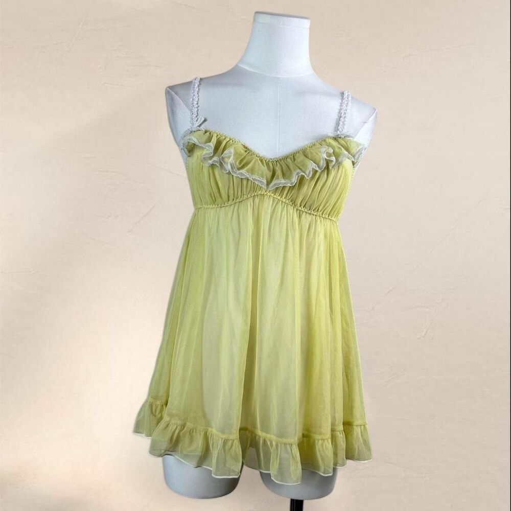 Butter Yellow Y2K Coquette Victoria’s Secret Ruffle Slip